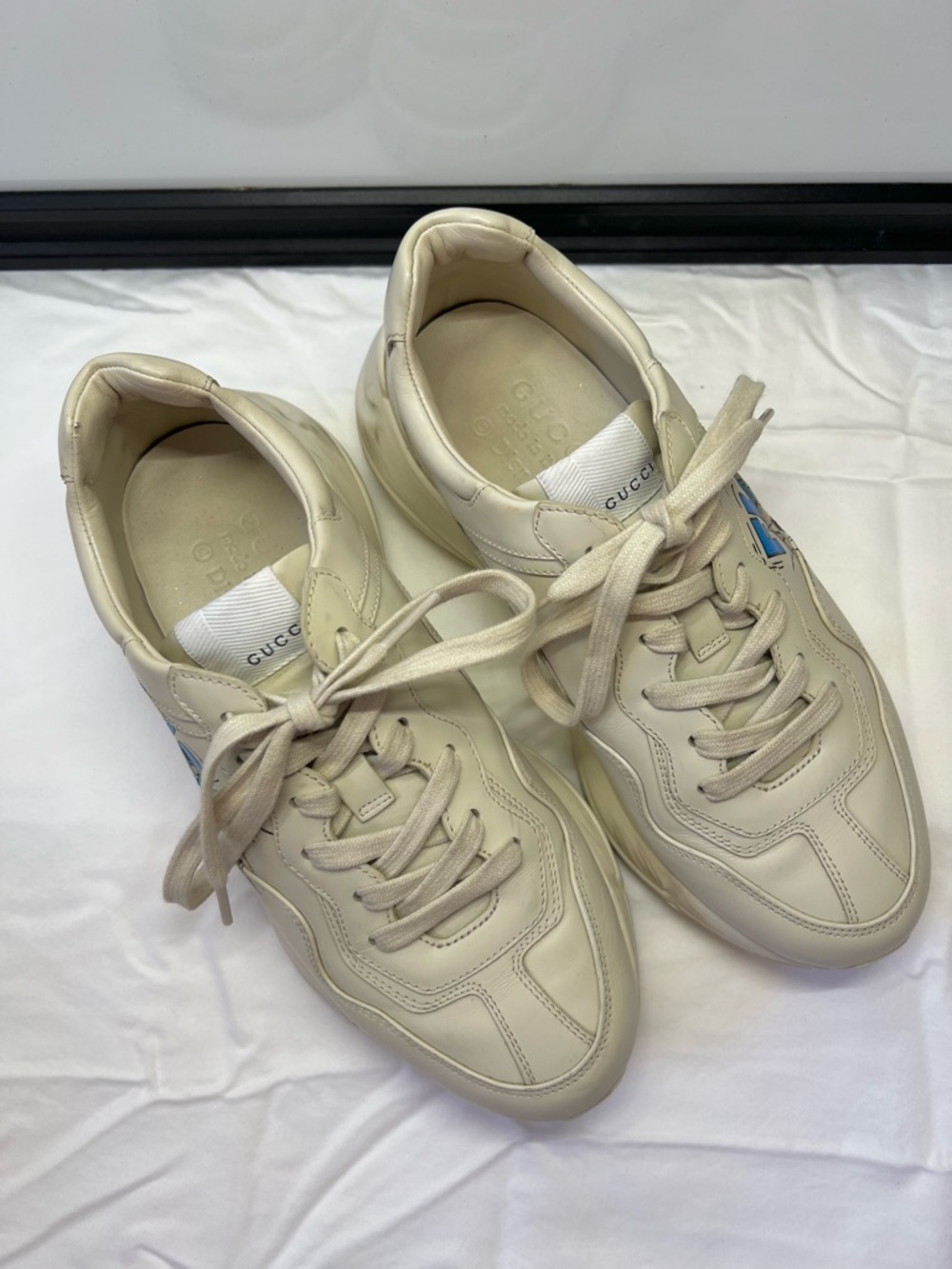 Gucci x Disney Rhyton “Donald Duck Flash” Leather Chunky Sneakers Size 8 - Picture 10 of 14